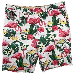 Loudmouth Golf Shorts Men's Flamingo Bay White Stretch NWT Size 40 Tropical